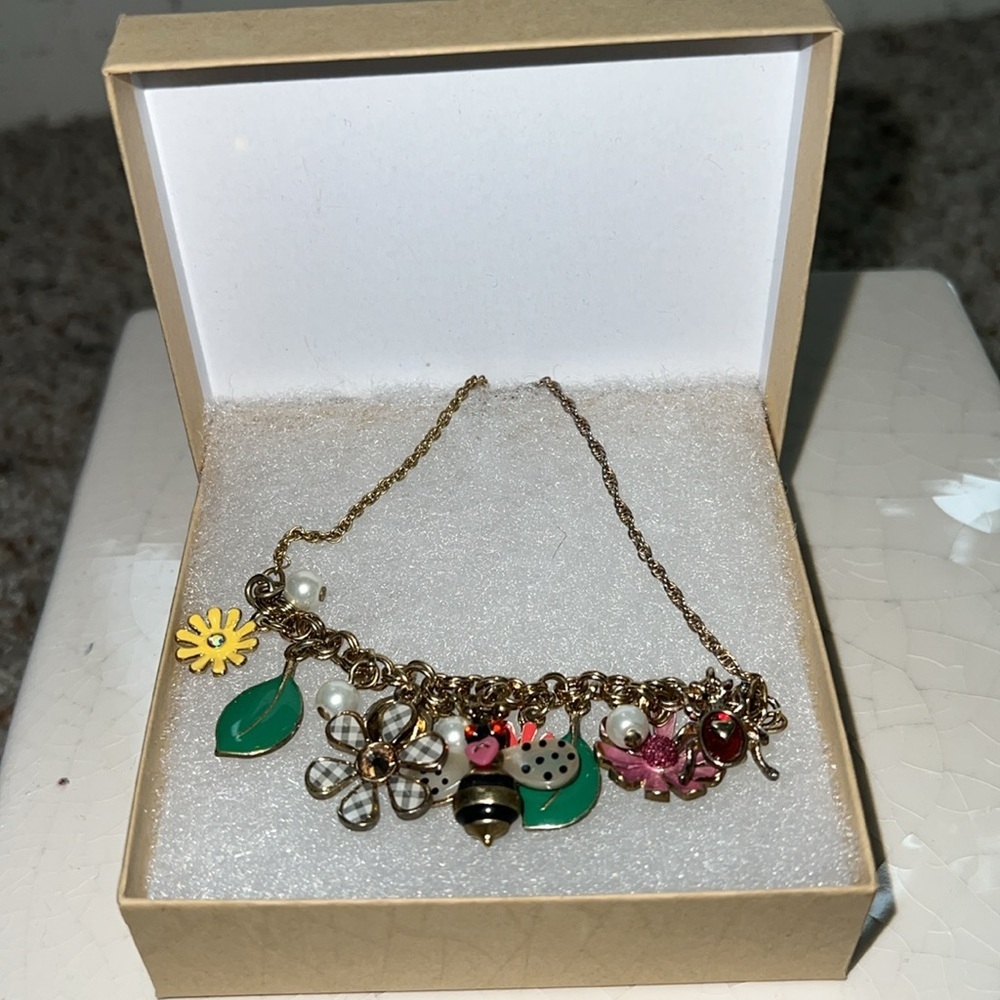 Betsey Johnson Women’s Garden Party Rhinestone Charm Necklace Flower Ladybug - Picture 10 of 15
